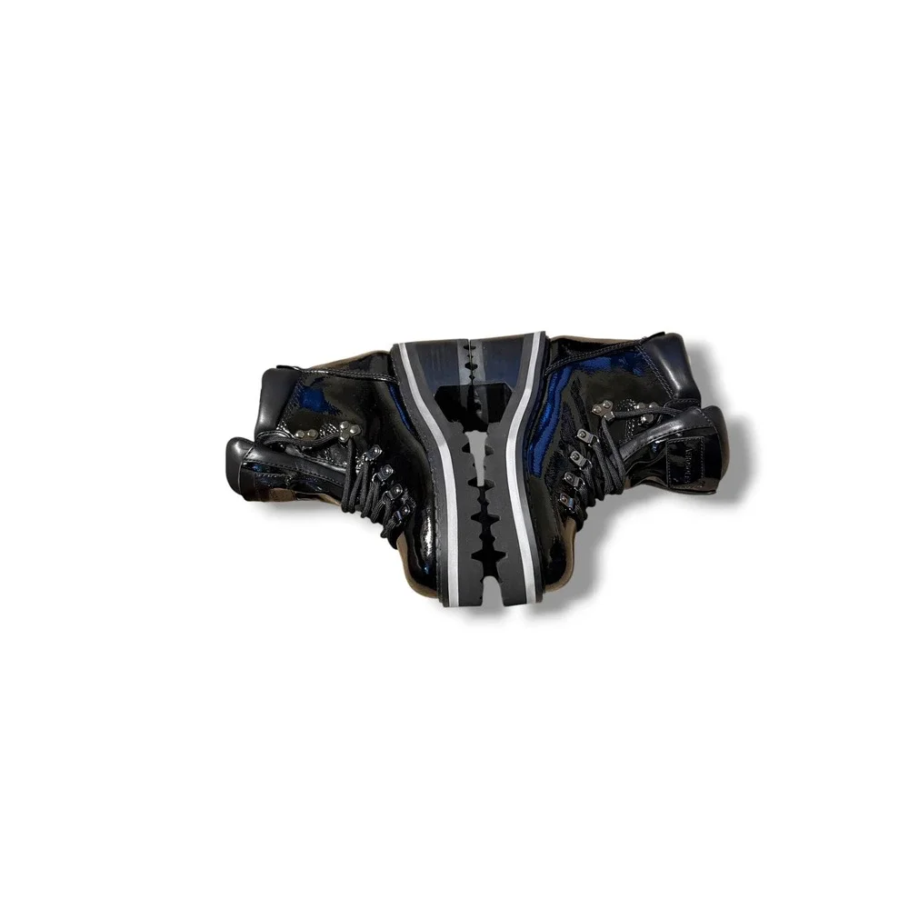 Aerosoles Kids Sky Boots Kids Size 1 Black Patent Combat Lug Sole Zipper NEW‎